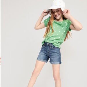NWT Girls adjustable High-Waisted Cut-Off / Roll Cuffed Jean Shorts